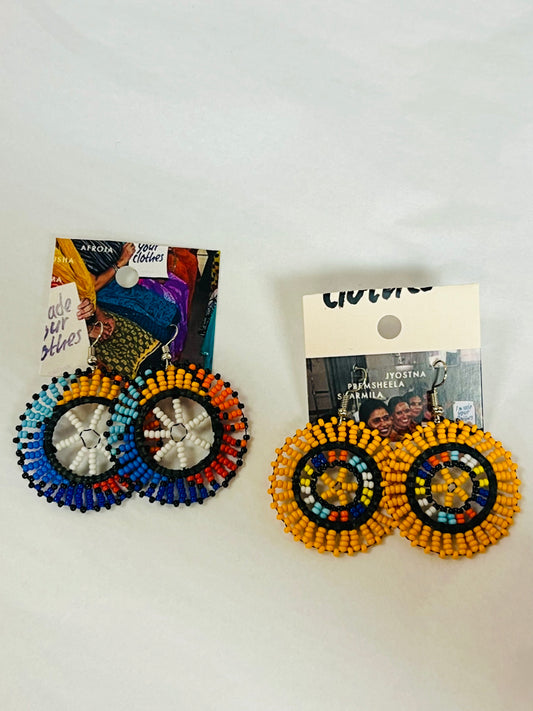 Kenyan Beaded Earrings - wheels Earrings Mirror of Hope Foundation   