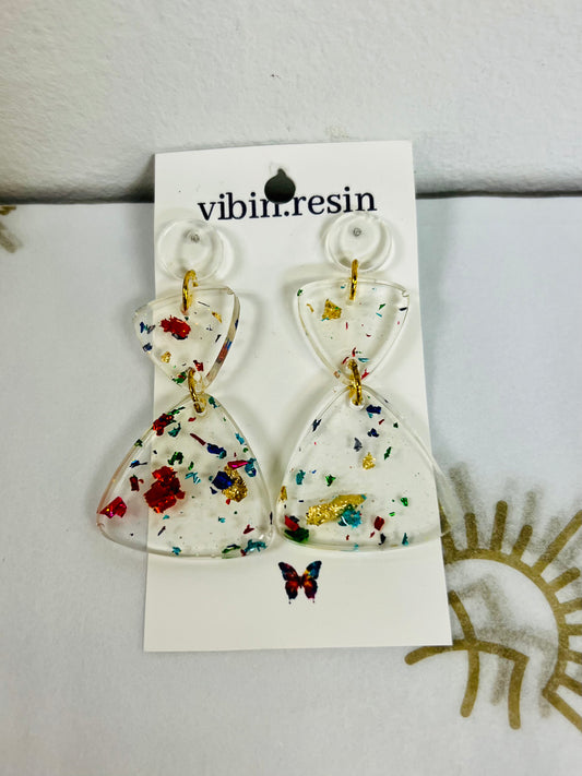 Multi-color Metallic Earrings Earrings Vibin.Resin Hourglass  