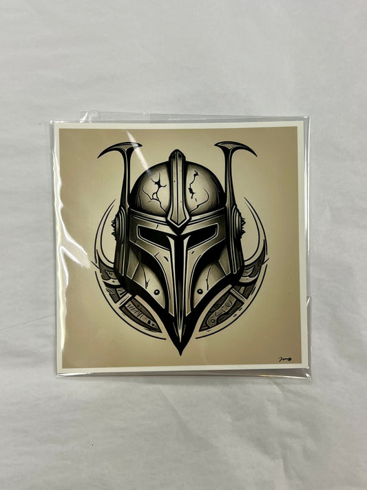 Mandalorian Helmet square print Home Decor Cheeky Pieces   