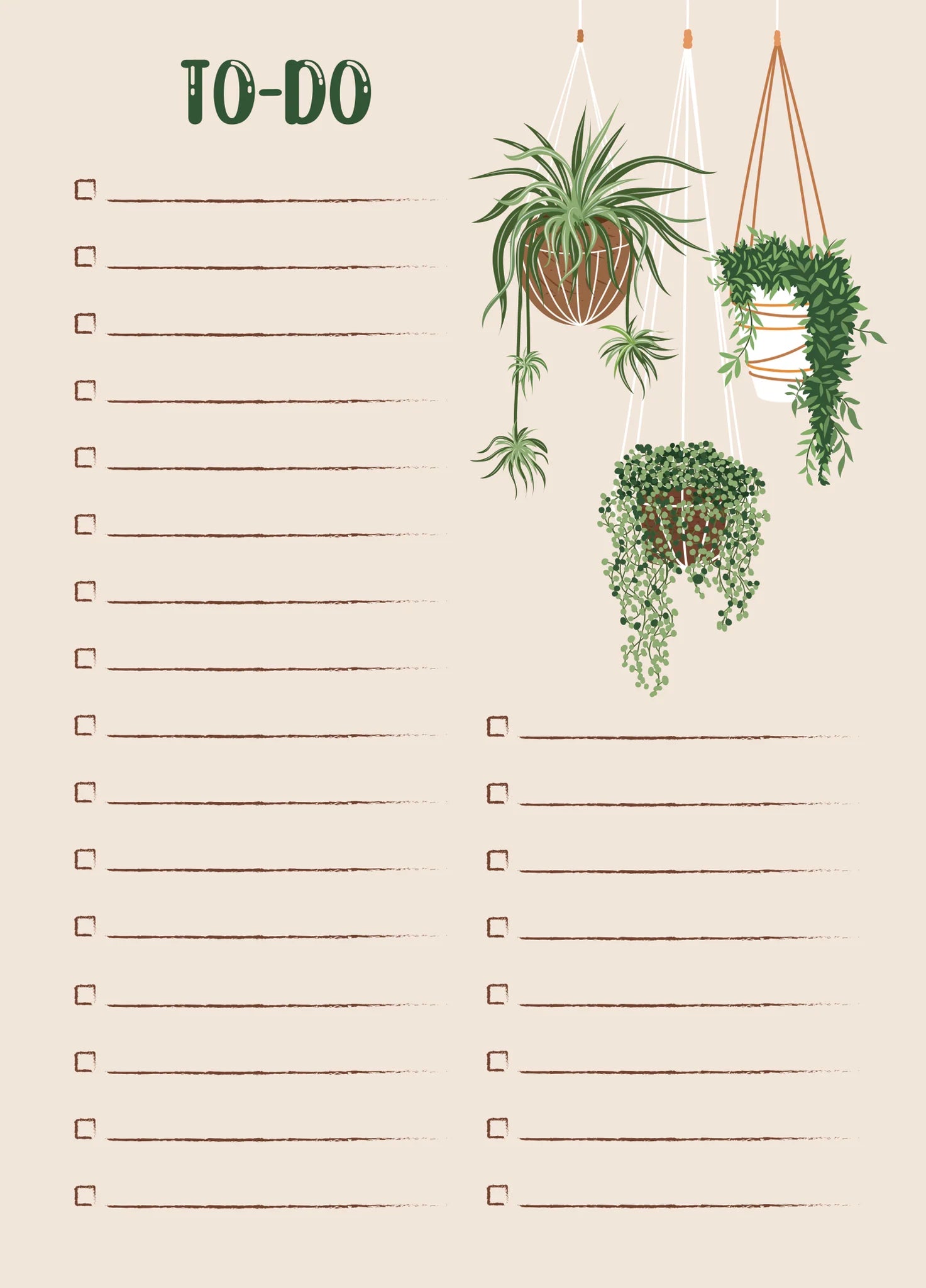 Hanging Plants To-Do Notepad Home Goods The Card Bureau   
