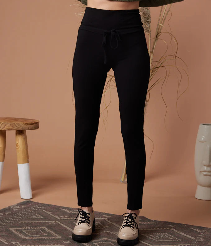 Olympia Paperbag Legging - Black Pants Known Supply   