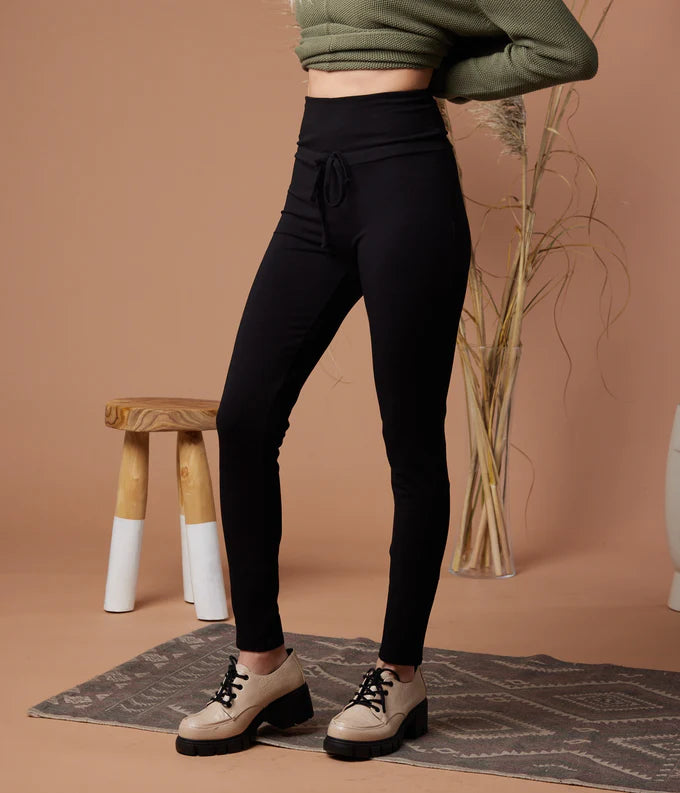 Olympia Paperbag Legging - Black Pants Known Supply   