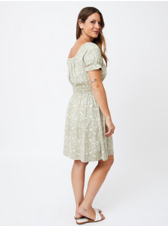 Juliet Short Sleeve Mini Dress Field Taupe Dresses Mata Traders   