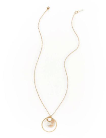 MADHU DROP NECKLACE - NATURAL BONE AND BRASS PENDANT Necklace Matr Boomie   