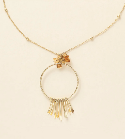 RIDHI CITRINE AND SUNSTONE GOLD DROP NECKLACE