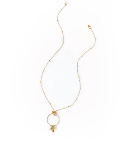 RIDHI CITRINE AND SUNSTONE GOLD DROP NECKLACE