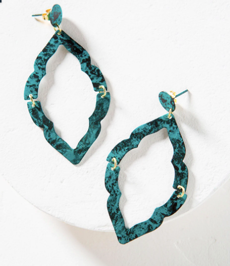 NIHIRA TEAL ARCH DROP EARRING Earrings Matr Boomie   