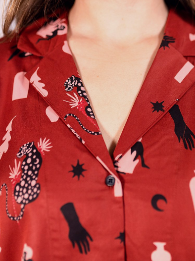 Camp Shirt - Modern Objects Cranberry Tops Mata Traders   