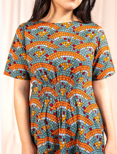 Artsy Traveler Midi Dress - Mosaic Fan Dresses Mata Traders   