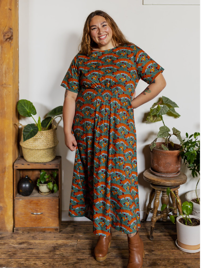 Artsy Traveler Midi Dress - Mosaic Fan Dresses Mata Traders   