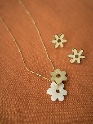 Layered Flower Necklace Necklace Mata Traders   