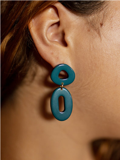 Oblong Hoop Earrings - Blue Earrings Mata Traders   