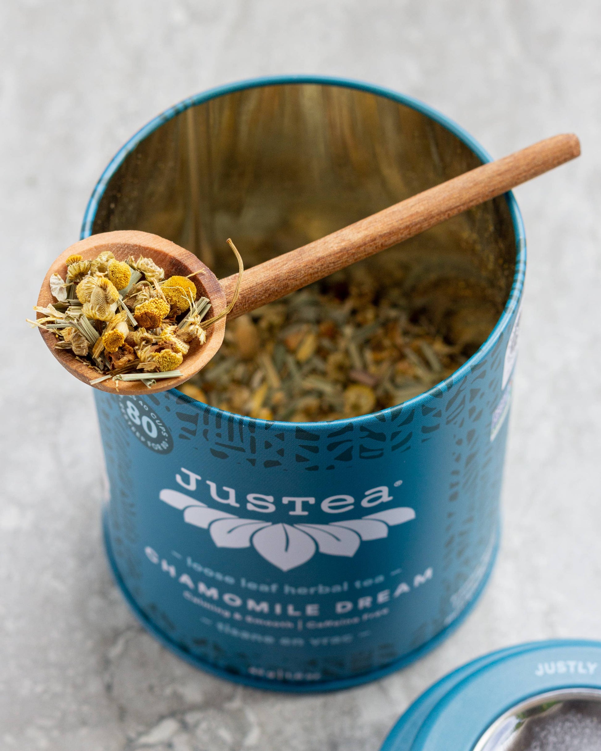 Chamomile Dream Tin & Spoon - Fair-Trade, Calming Herbal Tea  JusTea   