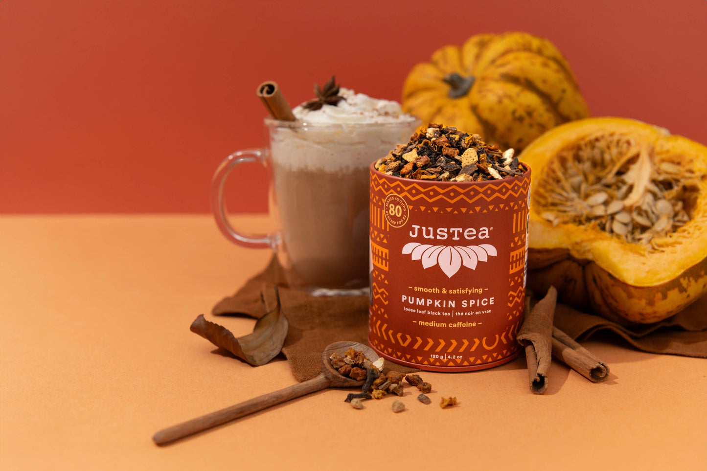 PUMPKIN SPICE Tin & Spoon - Organic, Fair-Trade, Black Tea  JusTea   