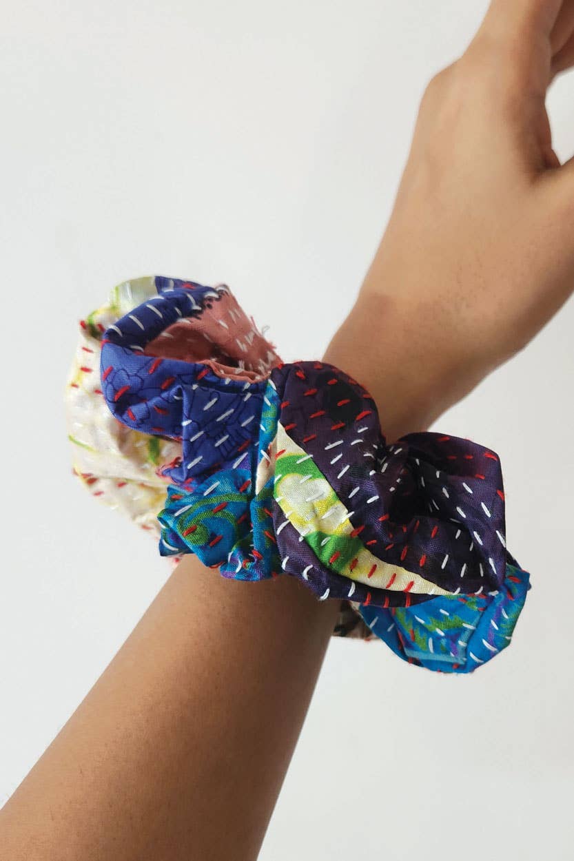 Silk Kantha Scrunchies, Set of 2 Accessories Sevya Handmade   