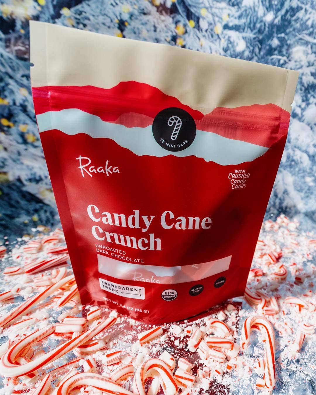 Candy Cane Crunch Minis Bags - Holiday Winter Limited Batch Home Goods Raaka Chocolate   