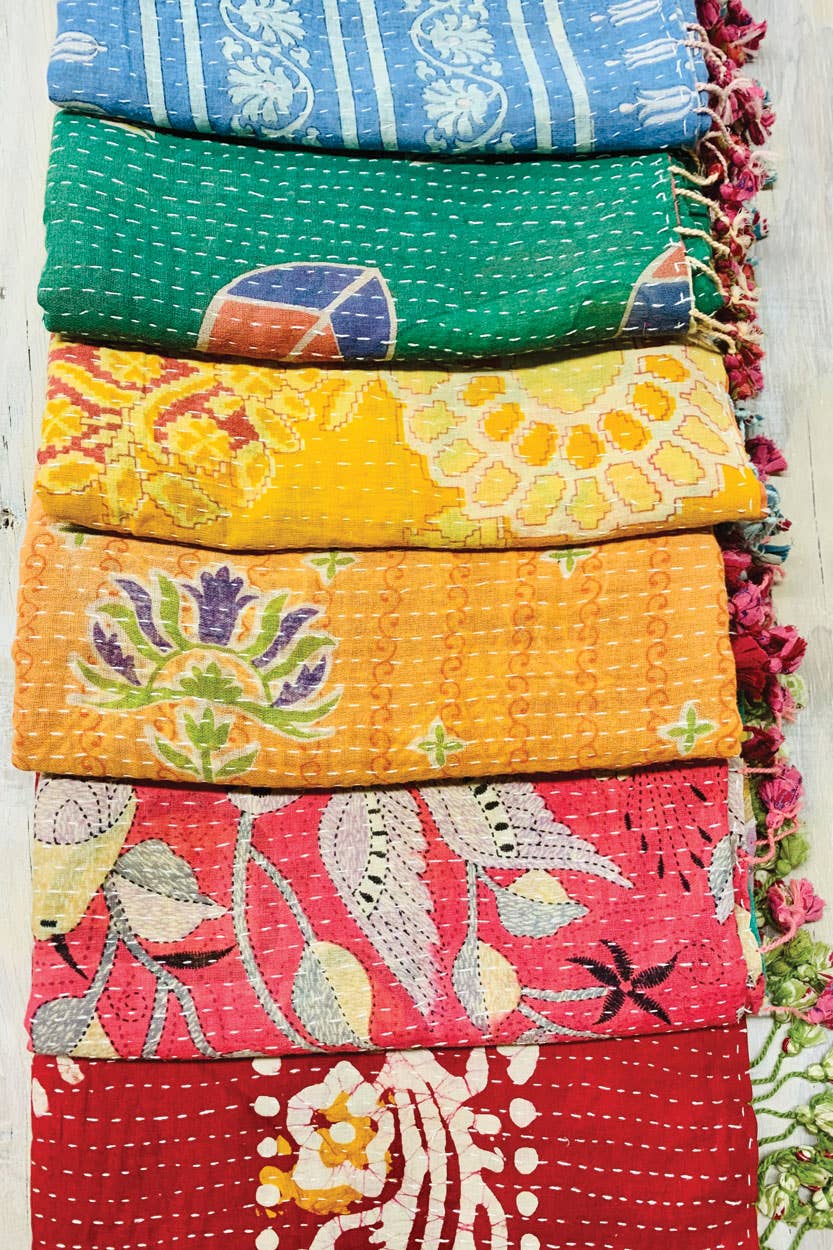 Cotton Kantha Scarves Accessories Sevya Handmade   