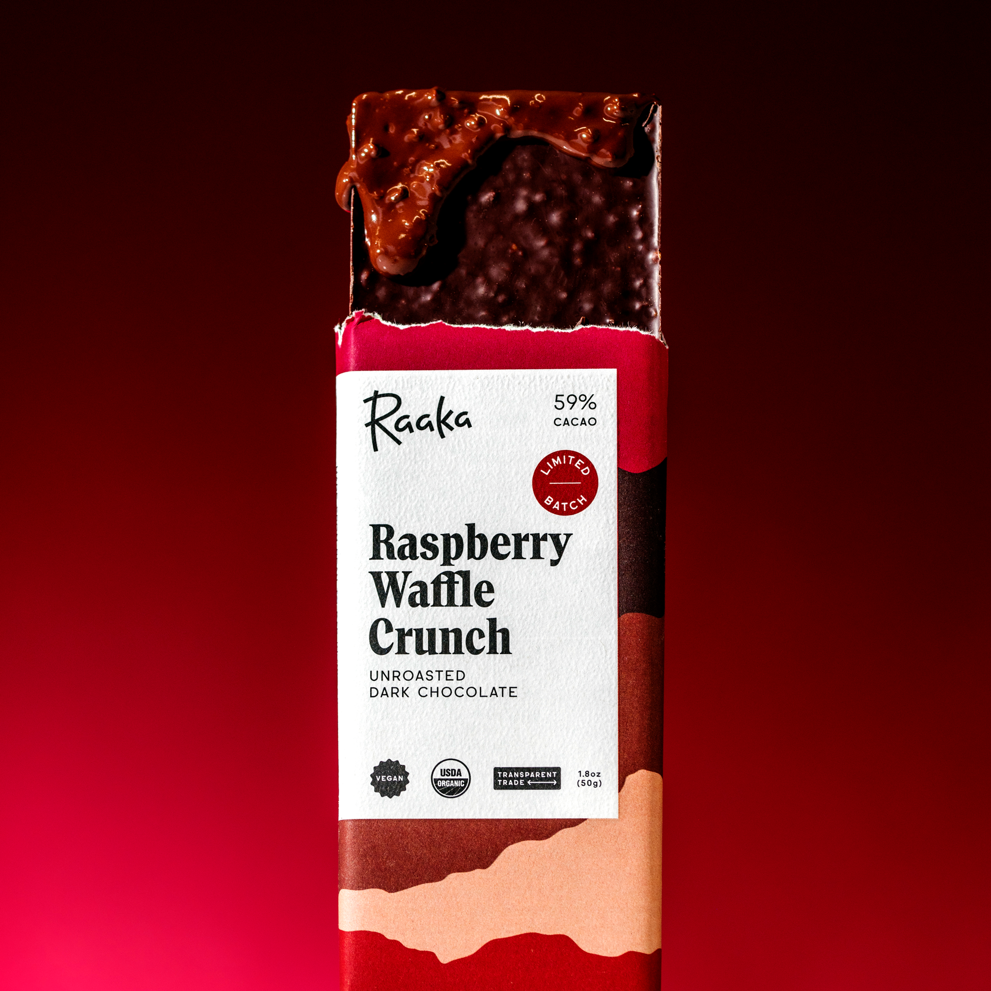 60% Raspberry Waffle Crunch Bar - Valentine's Limited Batch Home Goods Raaka Chocolate