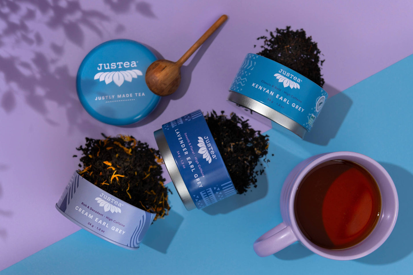 Earl Grey Tea Trio Tin & Spoon -Organic, Fair-Trade Tea Gift  JusTea   