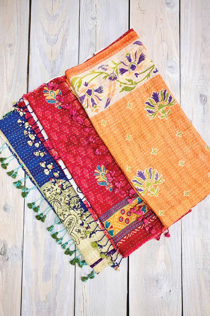 Cotton Kantha Scarves Accessories Sevya Handmade   