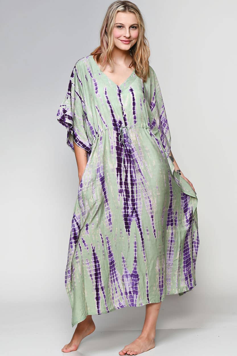 Shibori Caftans Sevya Handmade Sage & Lavender