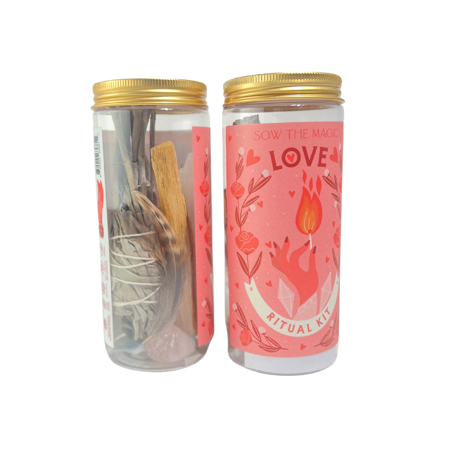 Love Ritual Kit Jar with Rose Quartz, Palo Santo + Sage Home Goods Sow the Magic