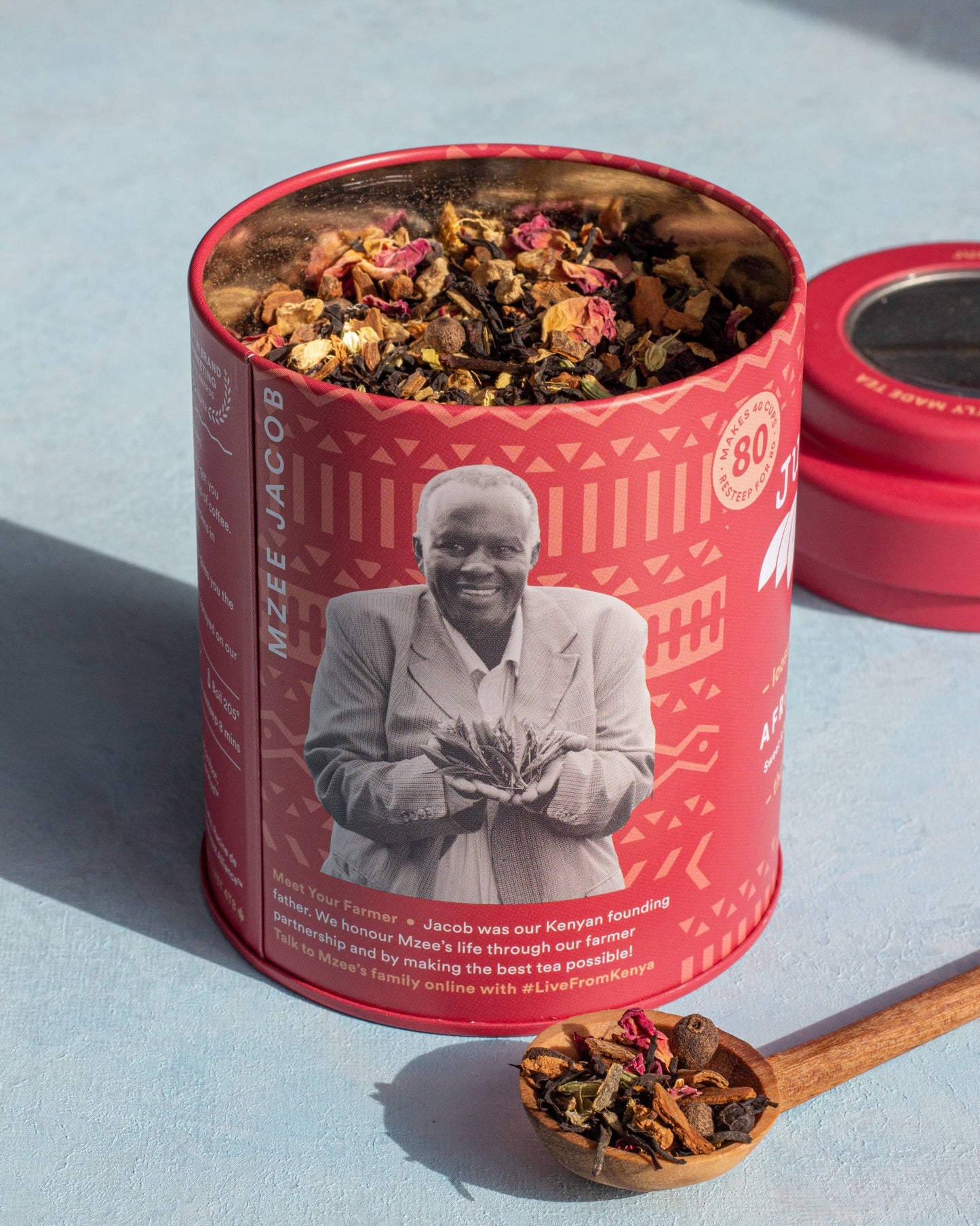 African Chai Tin & Spoon - Organic, Fair-Trade, Black Tea Home Goods JusTea   