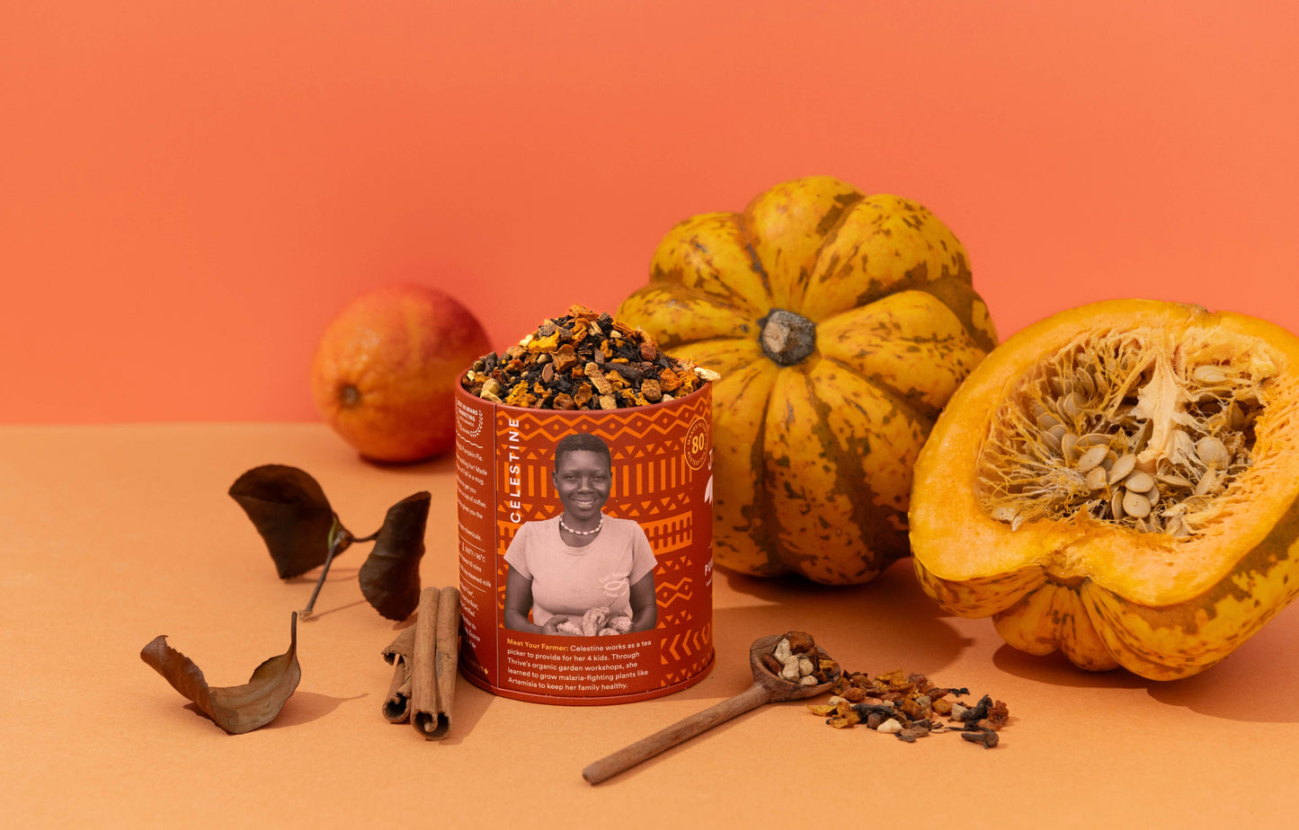 PUMPKIN SPICE Tin & Spoon - Organic, Fair-Trade, Black Tea  JusTea   