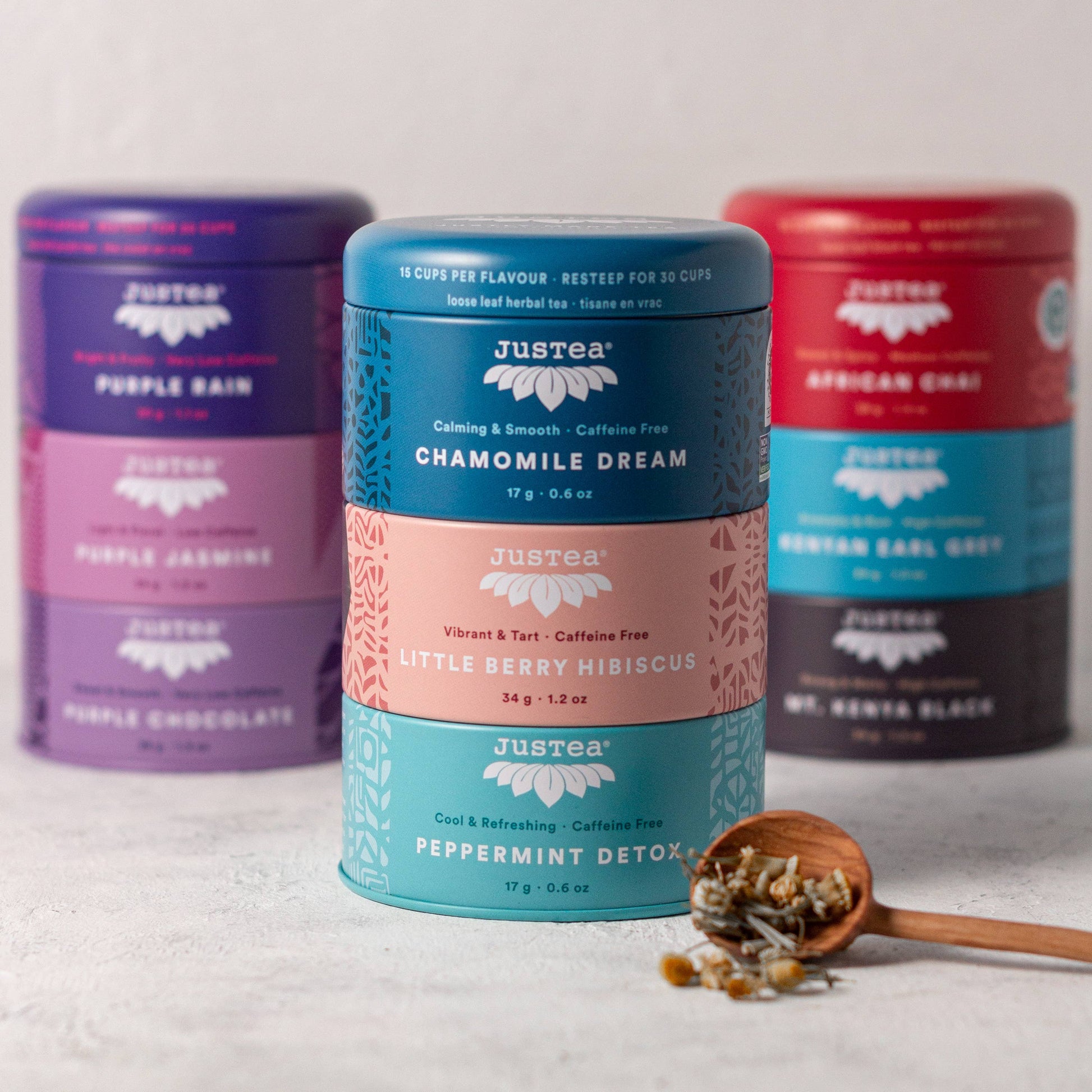 Herbal Tea Trio Tin & Spoon - Organic, Fair-Trade Tea Gift  JusTea   