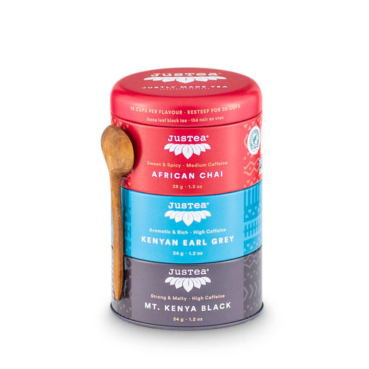 Black Tea Trio Tin & Spoon - Organic, Fair-Trade Tea Gift  JusTea   