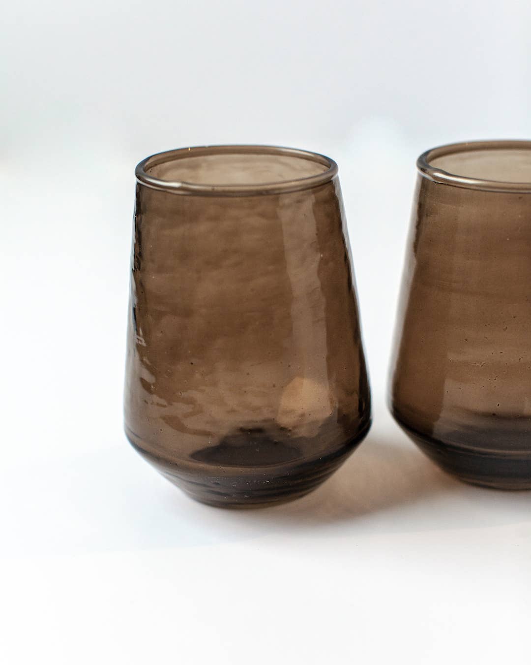 Handblown Hammered Glass Water Tumbler | Pair of 2 Home Goods Creative Women Smoke