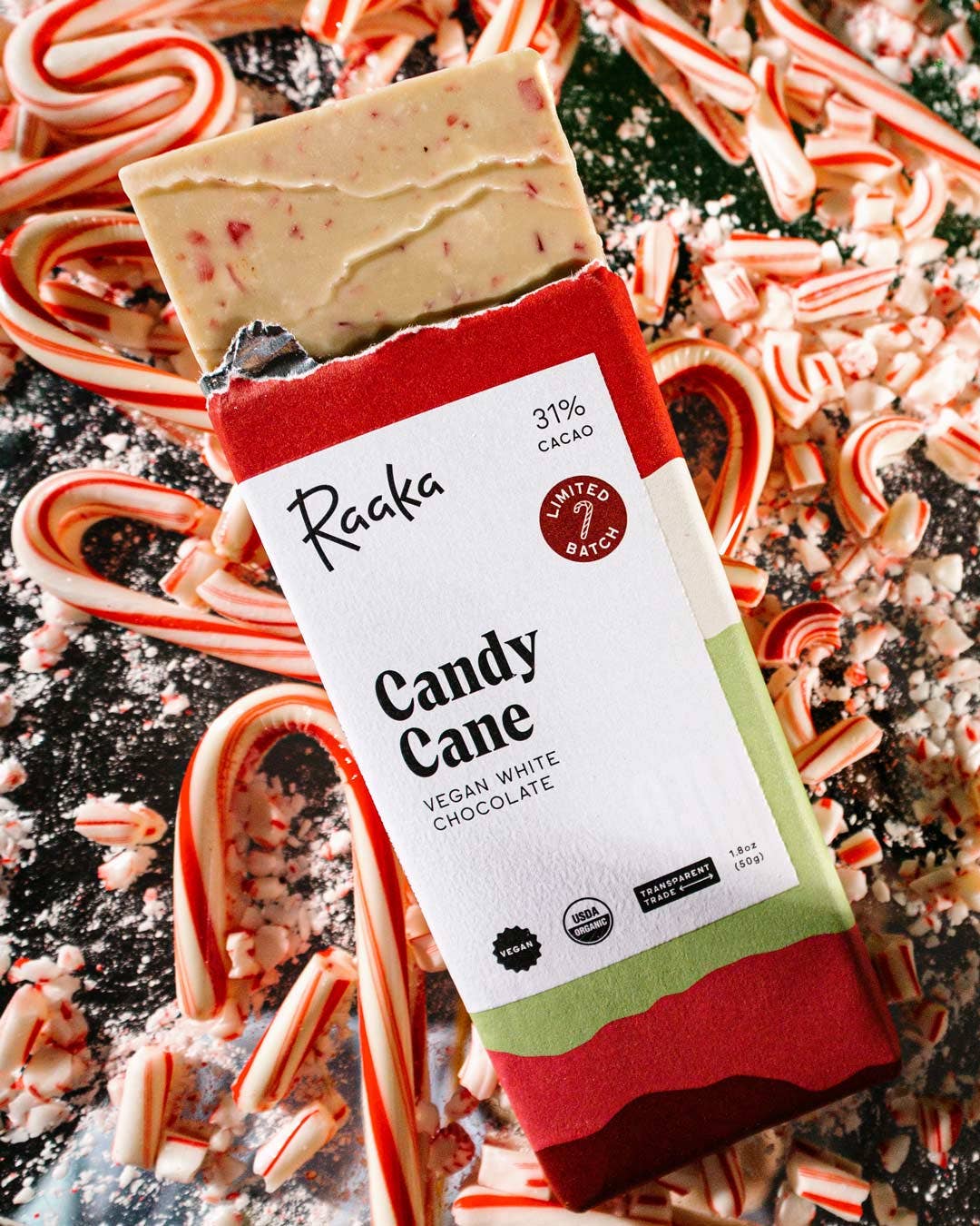 Candy Cane White Chocolate - Christmas Holiday Limited Batch Home Goods Raaka Chocolate   