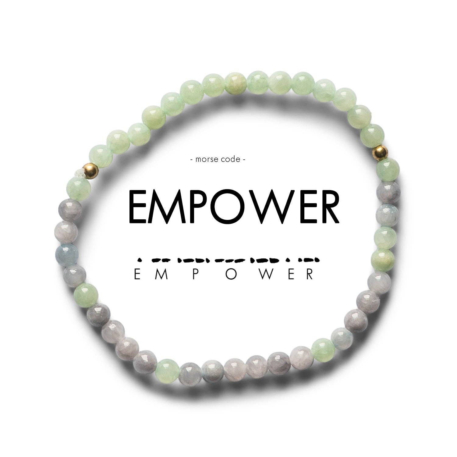 Morse Code Bracelet | EMPOWER: Lavender Quartz & Sea Green Jade  ETHICGOODS   