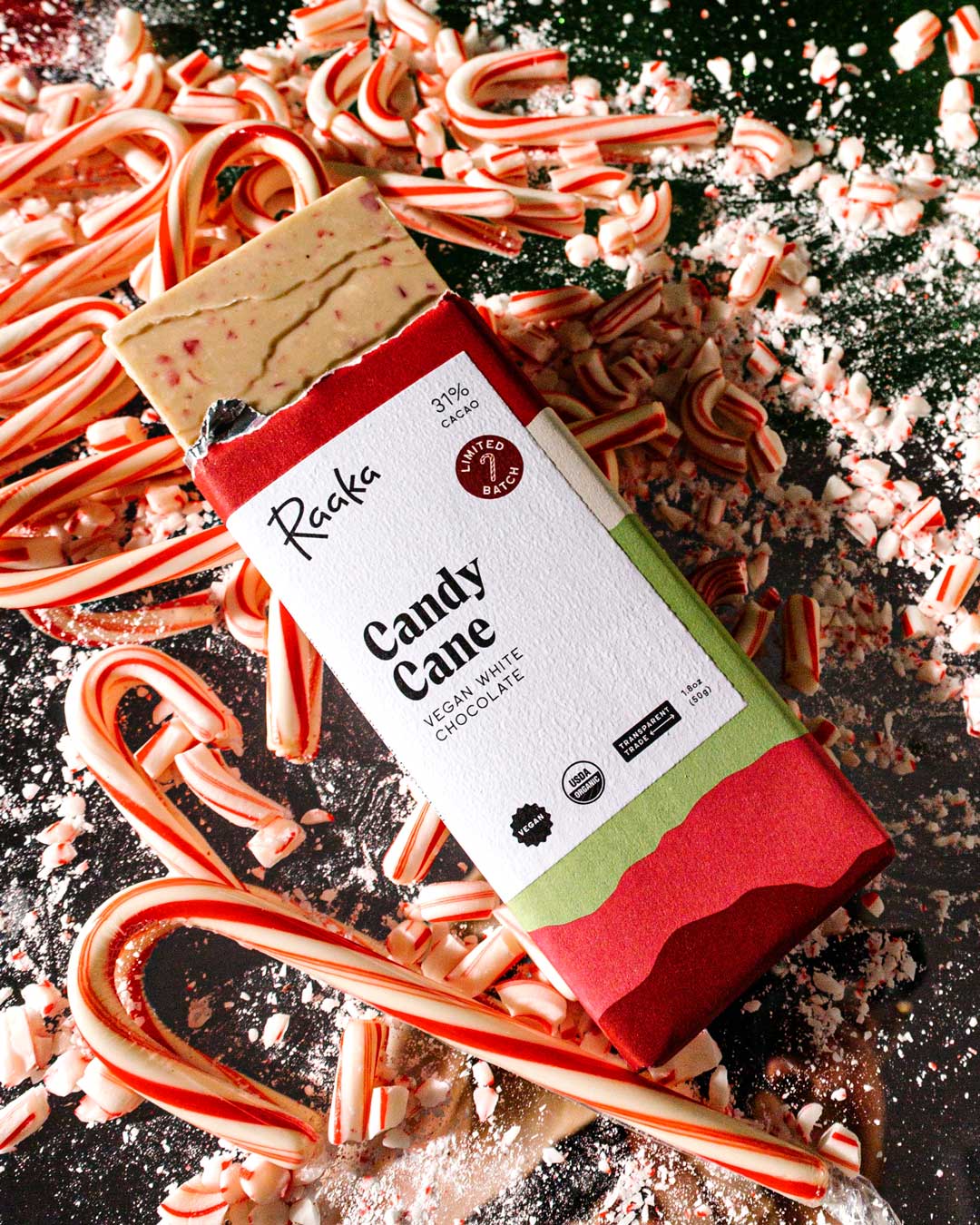 Candy Cane White Chocolate - Christmas Holiday Limited Batch Home Goods Raaka Chocolate   