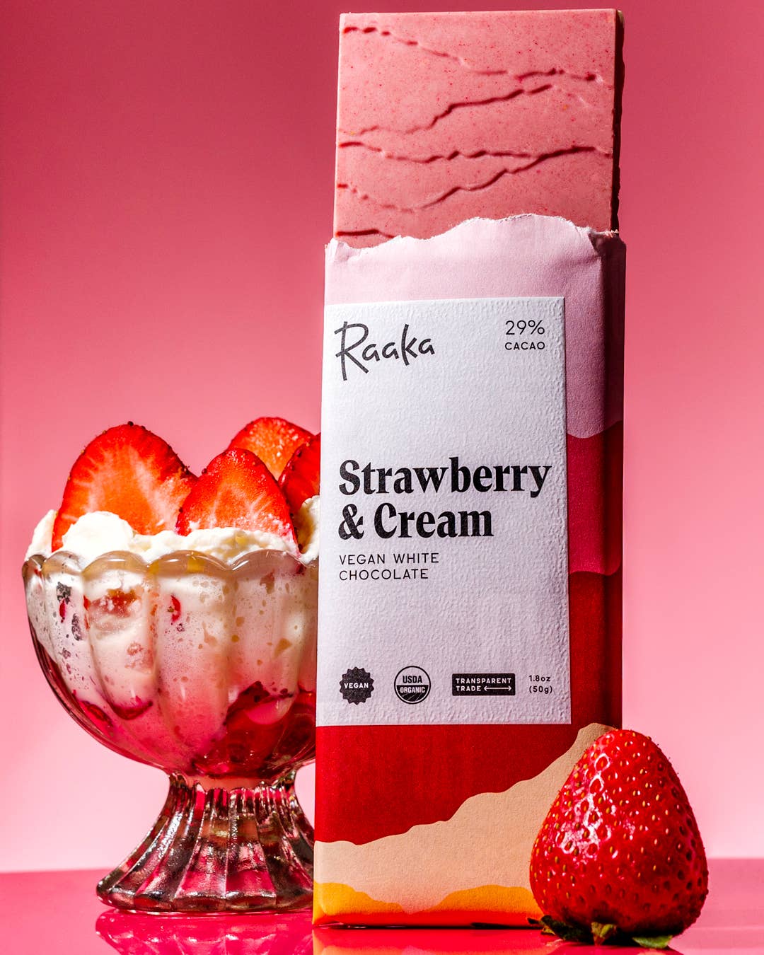 37% Strawberry & Cream White Chocolate Bar - Limited Batch Home Goods Raaka Chocolate