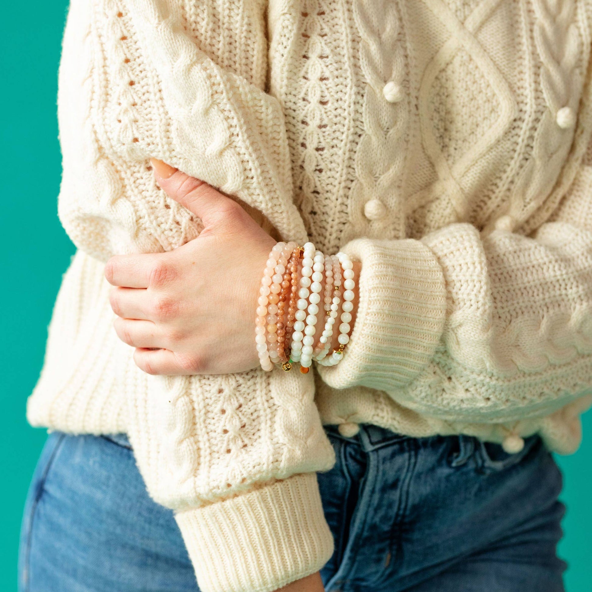 Morse Code Bracelet | PEACE: Mother of Pearl & Pink Aventurine  ETHICGOODS   