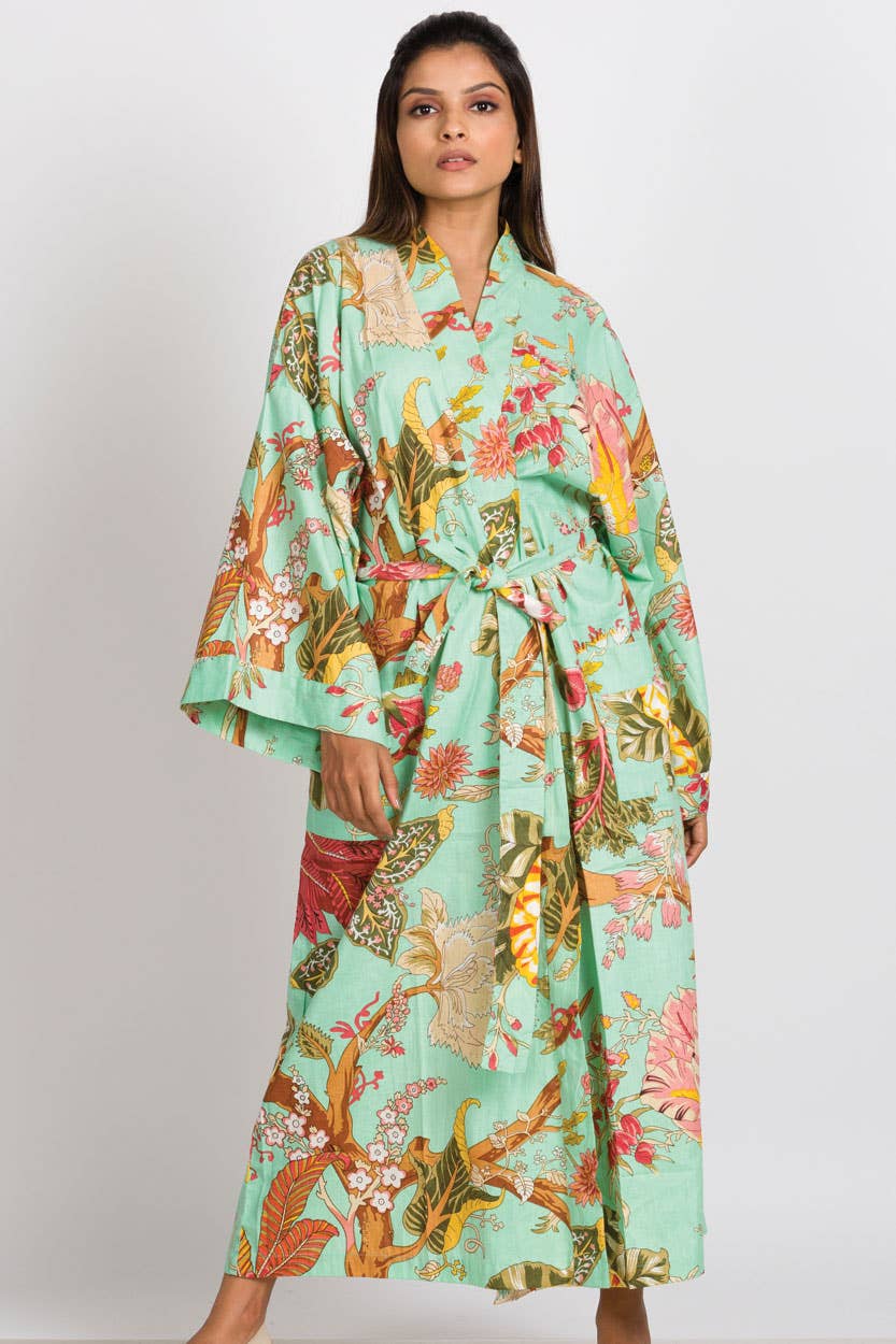 Rani Kimono Robes Robes Sevya Handmade Sea Green  