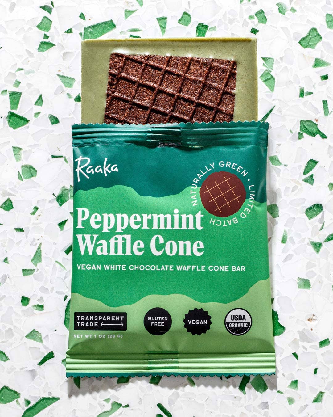 Peppermint White Chocolate Waffle Cone Bar - Holiday Limited Home Goods Raaka Chocolate   