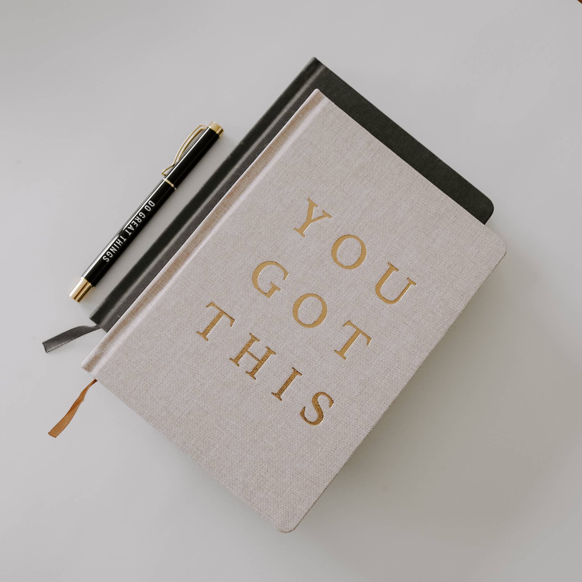 You Got This - Tan and Gold Foil Fabric Journal Home Goods Sweet Water Decor   