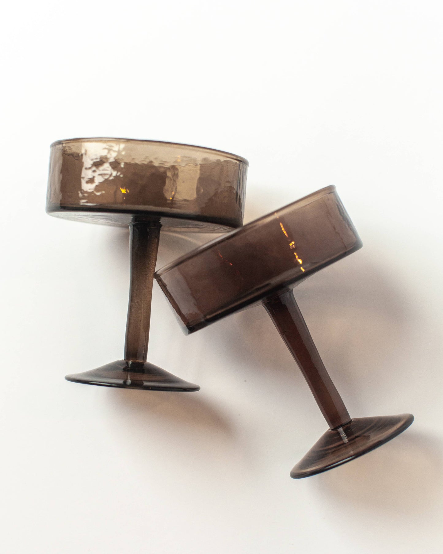 Handblown Hammered Coupe Cocktail Glass Pair | Set of 2 Creative Women Smoke