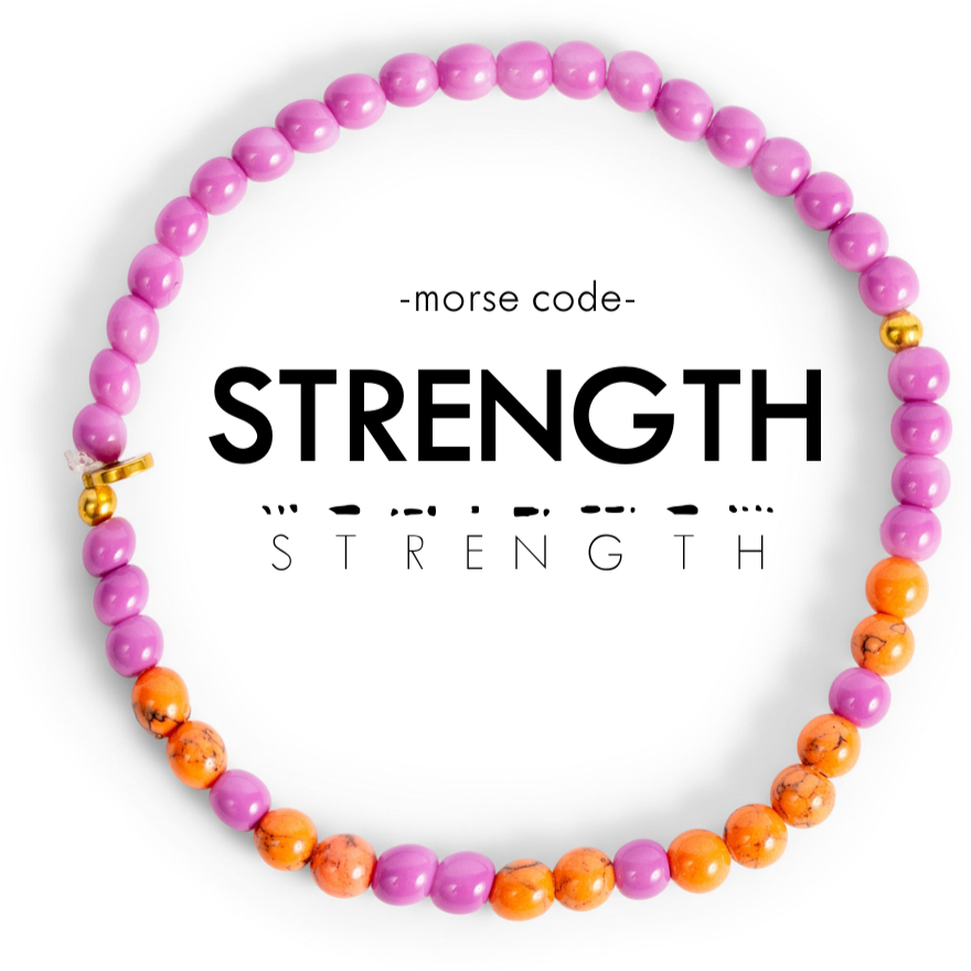 Morse Code Bracelet | STRENGTH: Pink Aventurine & Goldstone  ETHICGOODS   