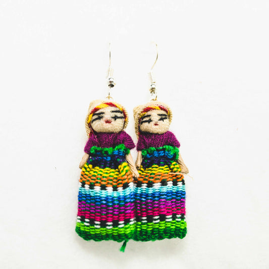 Worry Doll Boho Colorful Earrings - Guatemala Earrings Lumily   