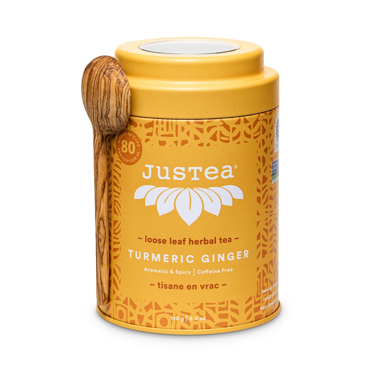 Turmeric Ginger Tin & Spoon - Organic, Fair-Trade Herbal Tea Home Goods JusTea