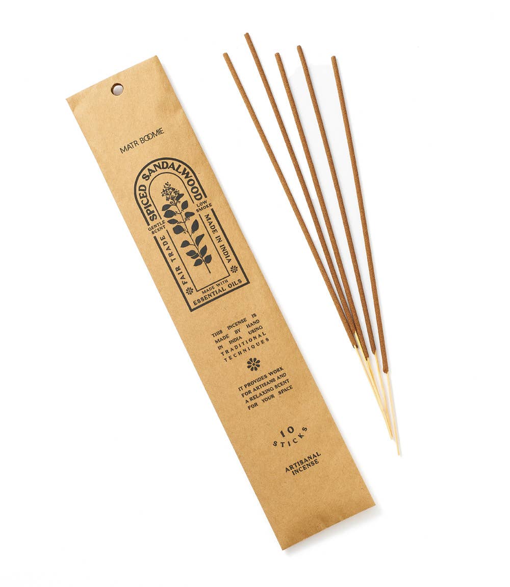 Spiced Sandalwood Incense - 10 sticks, low smoke Home Goods Matr Boomie   