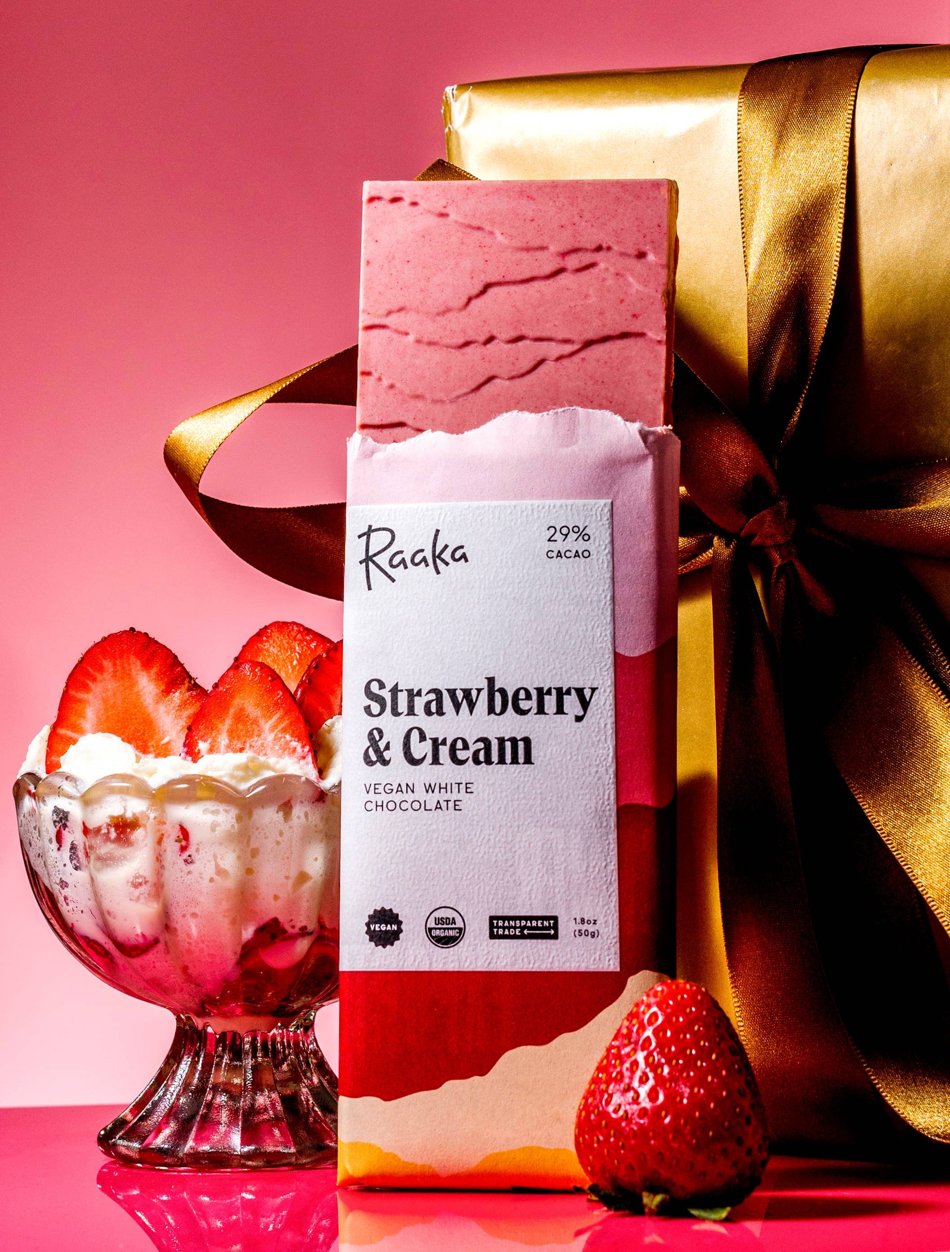 37% Strawberry & Cream White Chocolate Bar - Limited Batch Home Goods Raaka Chocolate