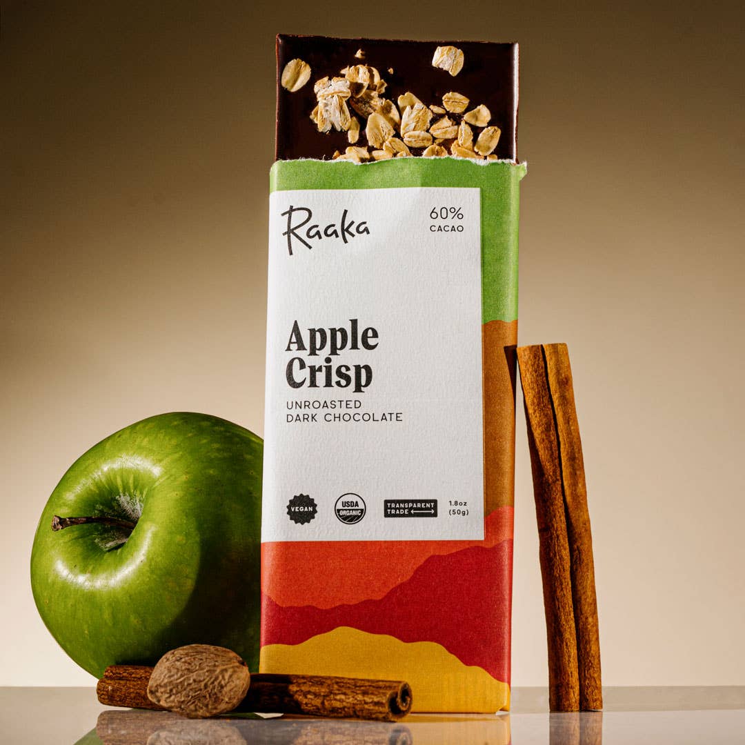 60% Apple Crisp Chocolate Bar - Thanksgiving & Fall Home Goods Raaka Chocolate   