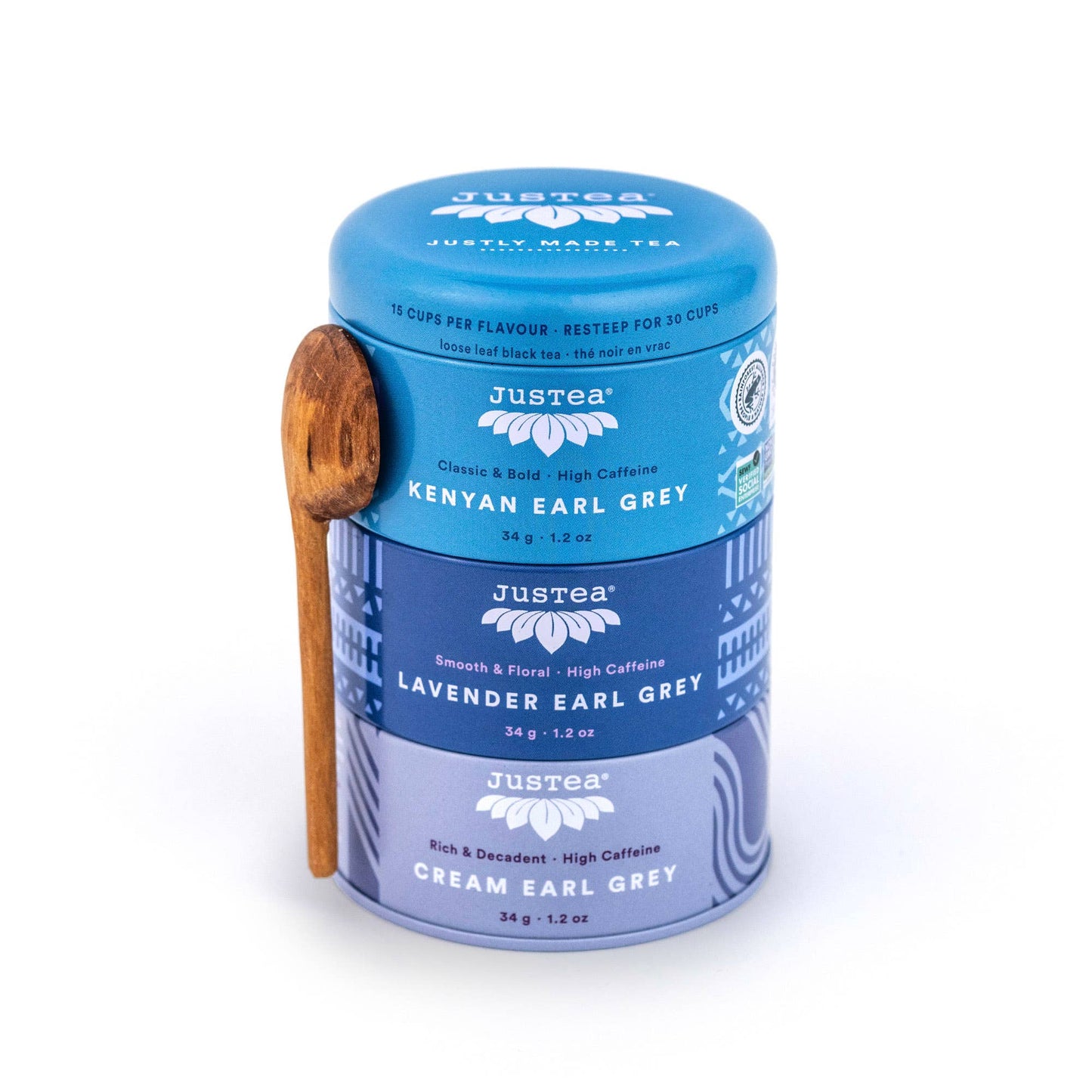 Earl Grey Tea Trio Tin & Spoon -Organic, Fair-Trade Tea Gift  JusTea   