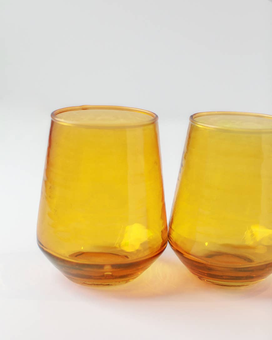 Handblown Hammered Glass Water Tumbler | Pair of 2 Home Goods Creative Women