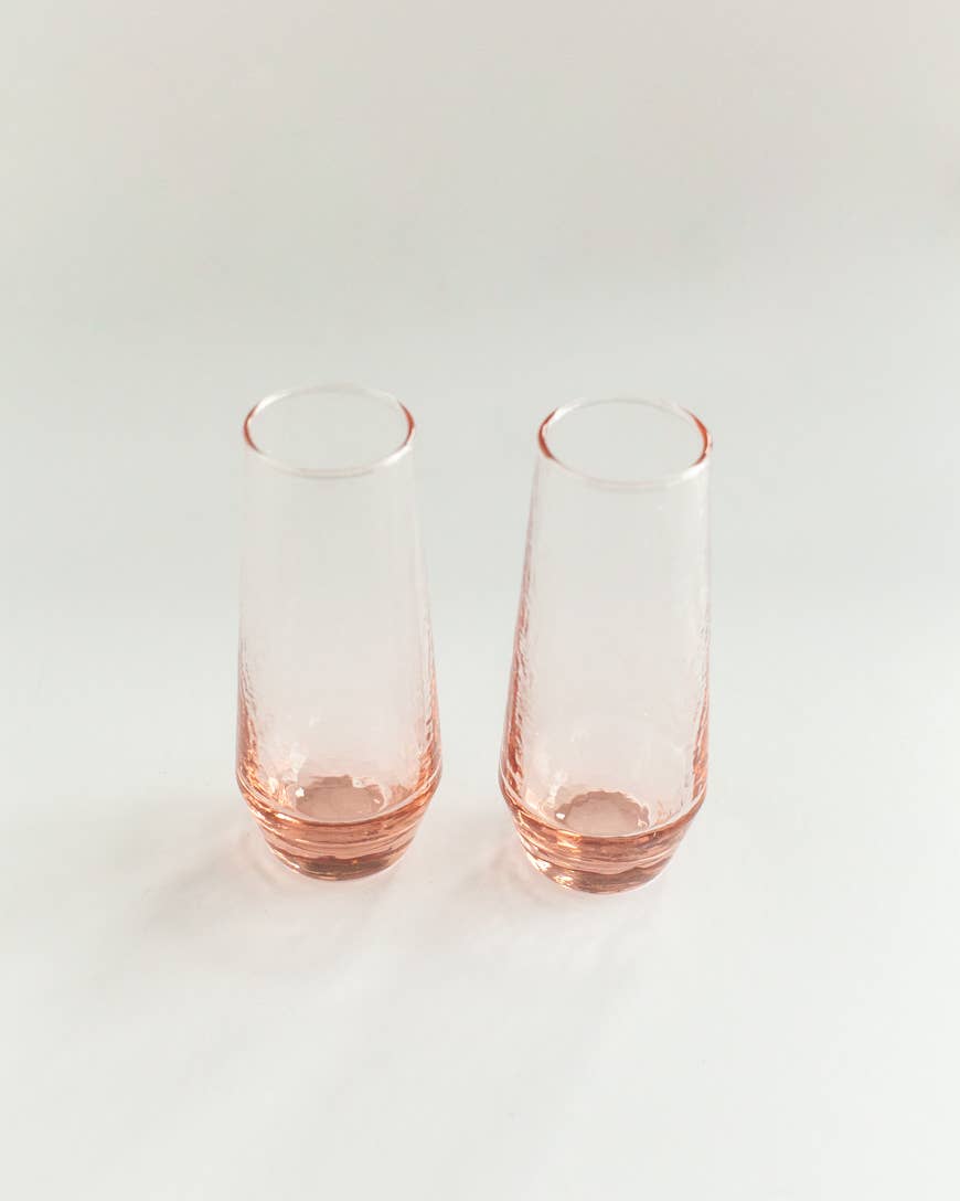 Handblown Hammered Champagne Flutes | Set of 2 Home Goods Creative Women