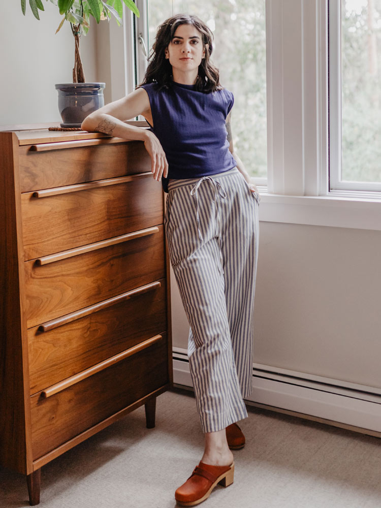 Emmy Drawstring Pant - Pinstripe Blue Pants Mata Traders   